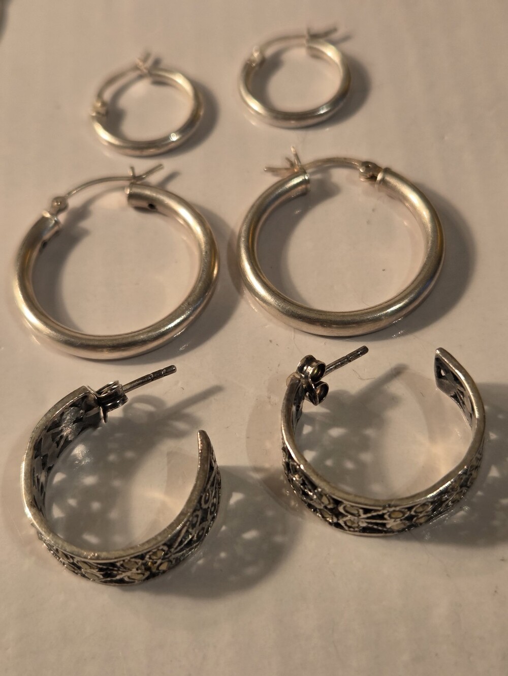 Sterling Silver Hoop Earring Set - Silver